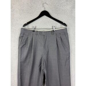 Santorelli Dress Pants Mens 36x29 Gray Wool Pleated Classic Fit Made In Italy